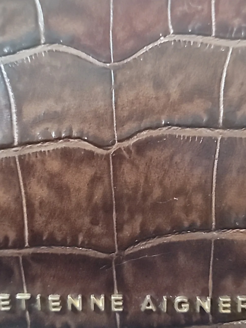 Etienne Aigner Brown Croc-Embossed Small Doctors Bag Top Handle Satchel Vintage